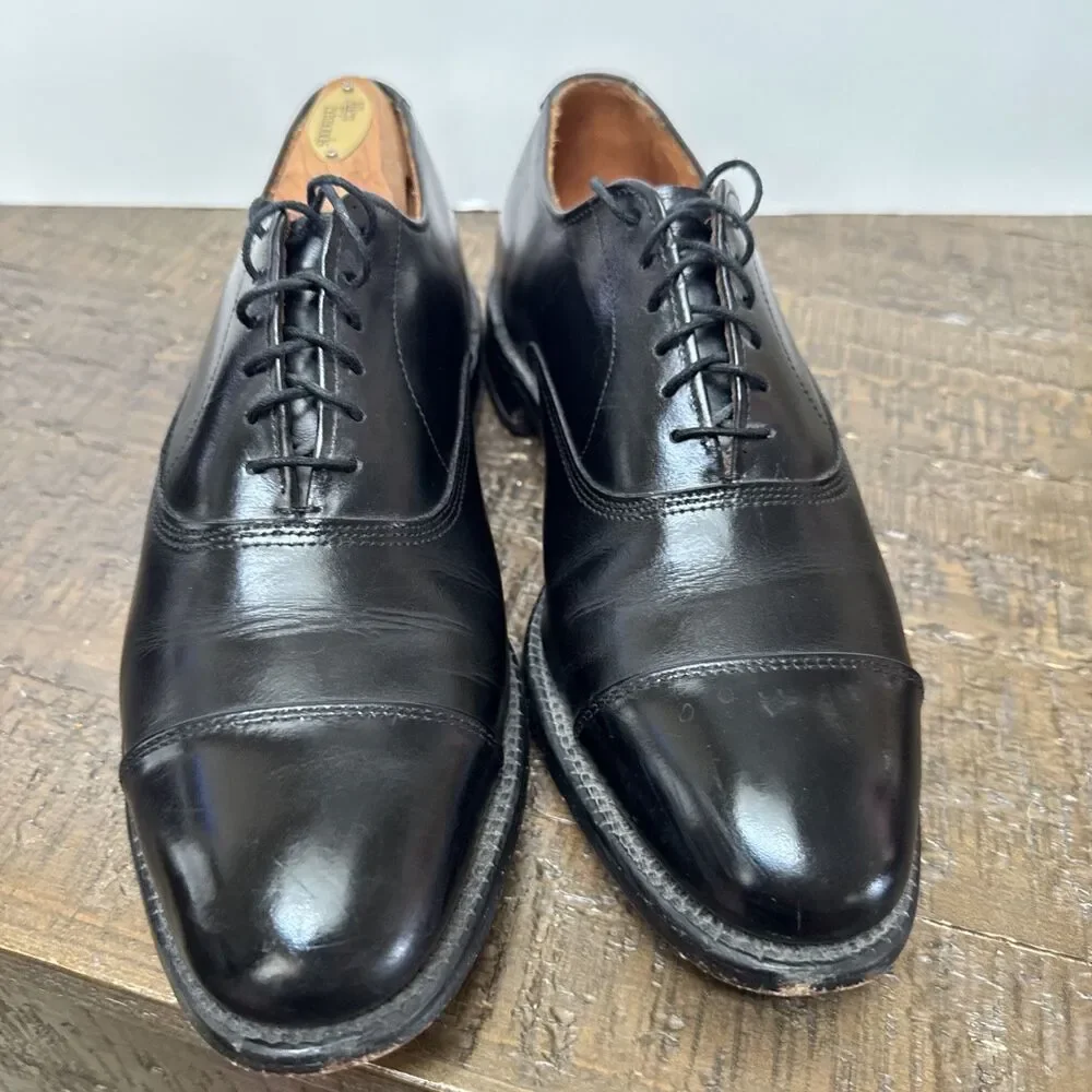 Allen Edmonds Park Avenue Leather Cap Toe Dress Shoes Size 7.5 C Black Made USA
